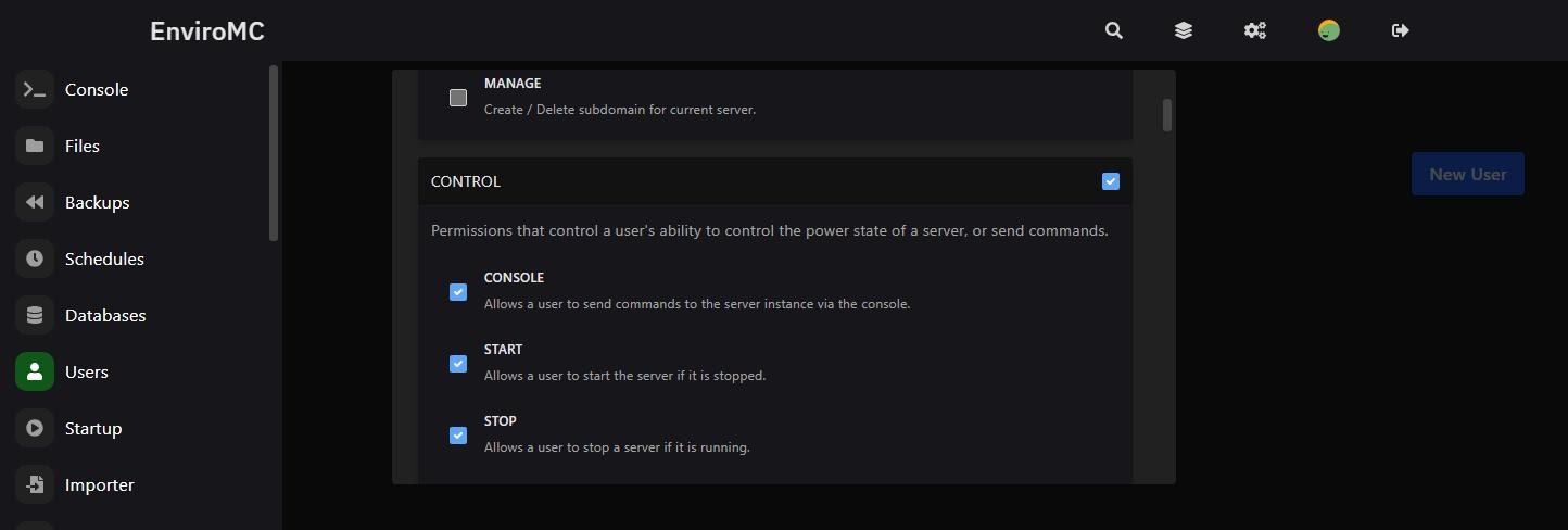 Subusers in the EnviroMC control panel